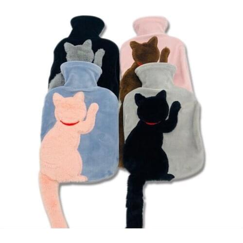 Cute Hand Warmer Portable Plush Girls Hand Warm Tail Cat Hot Water Bottle Mini Hot Water Bag Pocket Feet Warm Hot Water Bags