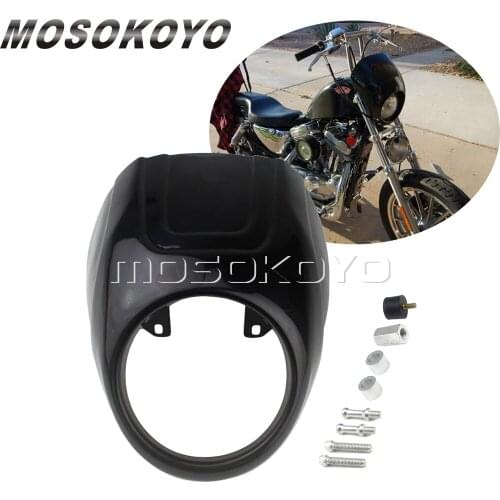 5-3/4" Motorcycle Front Headlight Fairing Cowl For Harley Sportster XL883 XL1200 1973-2019 Dyna FX Street Fat Bob w/ 39mm Fork