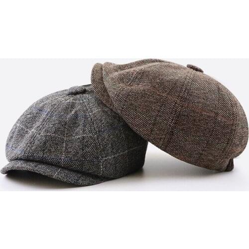 Autumn and Winter Woolen Octagonal Dad Peaked Cap Big Head Man Newsboy Hat Men Plus Size Felt Beret Caps 56cm-60cm