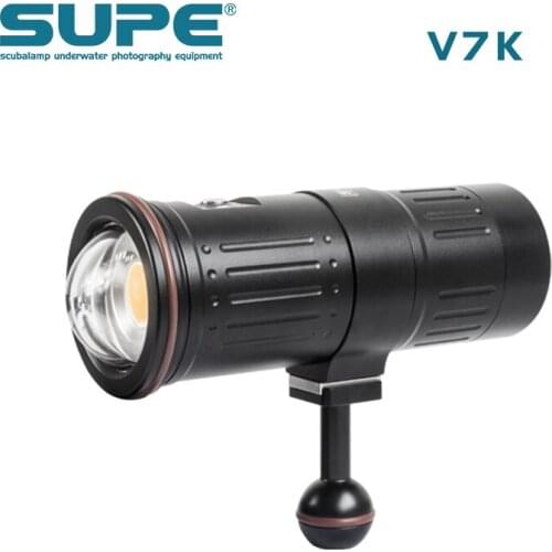 SUPE Scubalamp V7K 15000Lumen Underwater Photo Video Light Scuba Diving Light Search Light Beam Angle 120 Dual & Rotation 4 mode