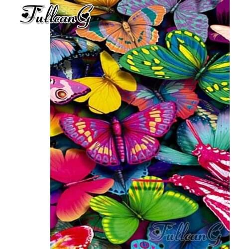 FULLCANG Color animal butterfly diy 5d diamond mosaic diamond painting full square round drill diamond embroidery sale FC2621