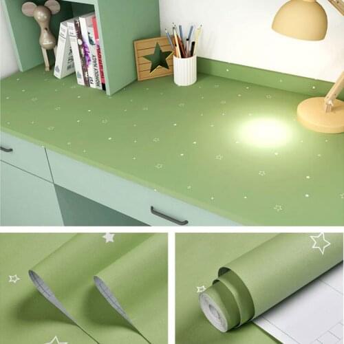 Self-adhesive Pure Color Wallpapers with Stars Waterproof Furniture Film Warm Cottage Decorating Modern Wall Stickers 60CM Width