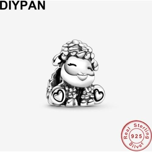 925 Silver Patti the Sheep Charm Beads Fit Pandora Original Bracelet Charm Pendant Bangle Women DIY Jewelry Berloque