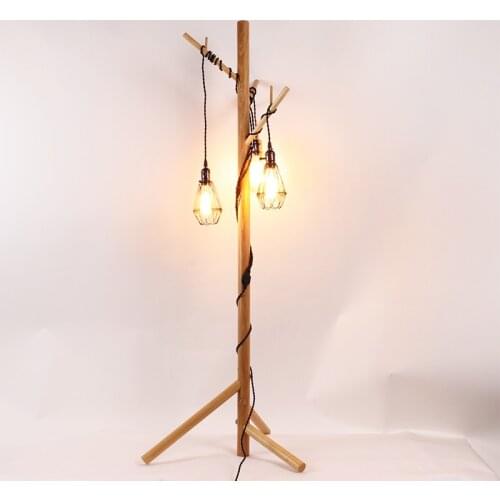 Modern Creativity Wooden Vintage Floor Lamp Living Room Home Decor Sofa Lamp Bedroom Bedside Lamp Indoor Lighting Light Fixture