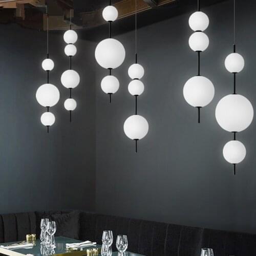 Modern Loft Foyer Led Chandeliers Lighting Restaurant Pendant Lamp Hotel Hall Hanglamp Bedroom Hanging Light Fixtures Glass Ball