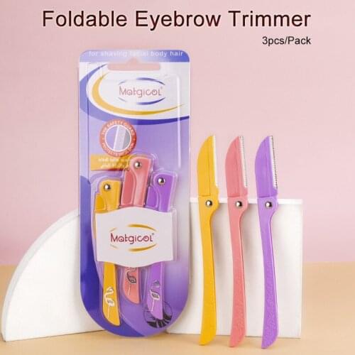 3Pcs Foldable Eyebrow Trimmer Stainless Steel eyebrow Razor Shaver Hair Remover Sharp Dourable Blades Shaper Women Makeup Tools