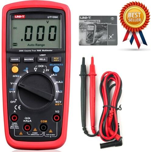UNI-T UT139A True RMS Professional DMM Auto Rang Digital Multimeters AC/DC Current Voltage Ohm Handheld Tester