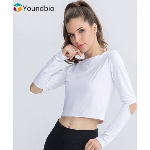YOUNDBIO 2021 Long Sleeve Women Shirts Sport Crop Top T-Shirt Fitness Slim Blouses Female Workout Tops Korean Casual Yoga Tees