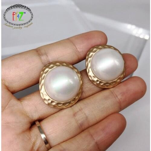 F.J4Z 2020 New Women Stud Earrings Trendy Irregular Geometric Earrings Simulated pearl Cocktail Earring Jewelry Dropship