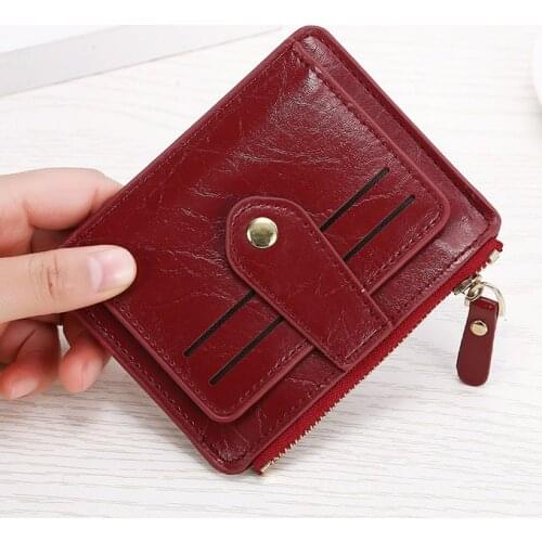 Female Coin Purse Single Zipper Bag Pu Leather Wallet Fashion Womens Coin Purses Short Change Purse Card ID Holder Pocket Clips