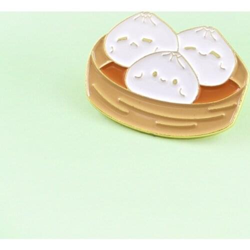 New cartoon Chinese style food enamel pin badge creative cute small cage bag denim clothes bag jewelry pendant gift
