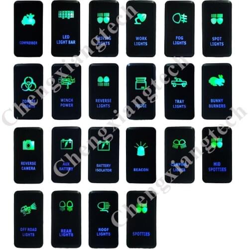 Green & Blue Led Light Car Push Button Switch For Toyota Prado Landcruiser Hilux FJ Cruiser Replacement + Jumper Wires Set