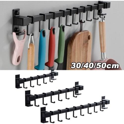 1Pc Practical Aluminum Wall Mounted Hooks Rail Multipurpose Kitchen Bathroom Hanging Rack Home Supplies