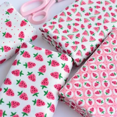 100*148cm Cotton Strawberry Printed Fabric Flower Baby Handmade DIY Plant Garden Cartoon Clothing Cotton Fabric