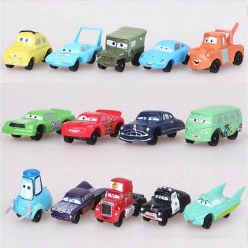 14PCS Car Story Lightning McQueen Car King Roadbuster Screw Die Animation Model Cake Doll Ornaments Happy Birthday Cake Topper