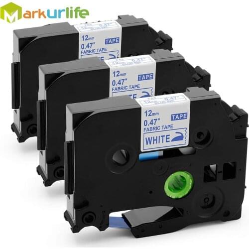 Fabric Iron-On Tape TZe FA3 Iron on Labels for Clothes Compatible Brother P-Touch Label Maker Navy Blue on White 1/2 Inch 3 Pack