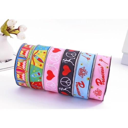 5yards/lot) 25mm Grosgrain Ribbon Love Heart Print for Hairbow DIY Card Gift Cake Wrapping Clothing Accessories Lace Ribbons