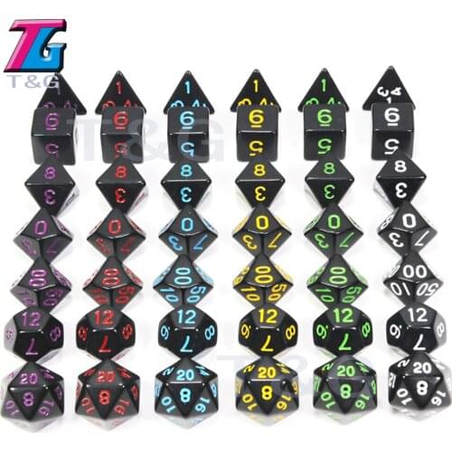 7Pcs/Set Acrylic Polyhedral TRPG Games DnD Opaque D4-D20 Multi Sides Dice Pop for Board Game