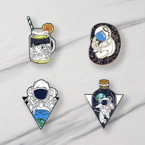 Astronaut Enamel Brooches Cup Pins For Clothes Bag Punk Jewelry Gift For Friends Whose Dream Of Becoming An Astronaut
