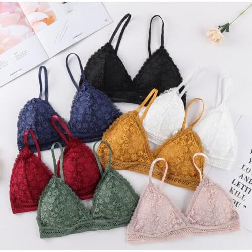 Women Lace Padded Bra Comfortable Beauty Back Wrapped Chest Wire Free Bras Lingerie