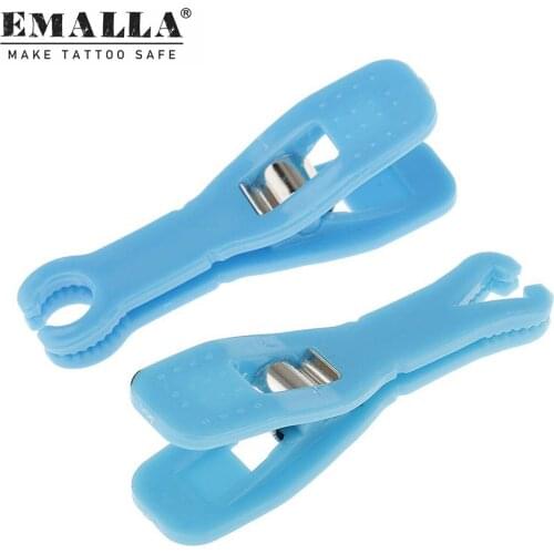 EMALLA 25PCS/Pack Disposable Round/Triangle Body Piercing Needle Slot Forcep Clamp Tattoo Accessories Tattoo Piercing Supplies