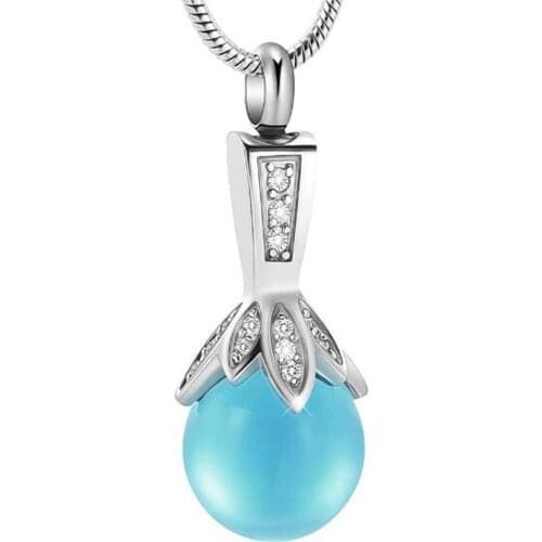 Inlay Opal Flower Of Life Cremation Jewelry For Ashes Of Loved Ones Stainless Steel Keepsake Memorial Urn Necklace Women Men