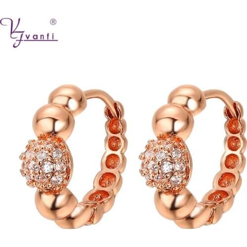 Kfvanfi Classic Design Rose Gold White Gold Small Round Cubic Zirconia Hoop Earrings For Women