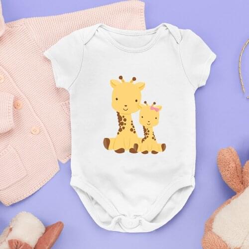 Lovely Giraffe Cartoon 0-24 Months Newborn Baby Bodysuit Clothes for Newborns Infants Boy Onesie Short Sleeve Jumpsuit Clothes