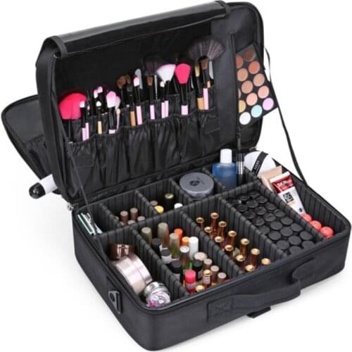 Large Capacity Cosmetic Bag Makeup brush Organizer Double Layer Dot Pattern Travel Toiletry Bag Organizer