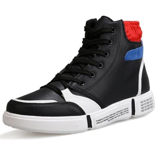 Men Fashion Sneakers High Top Leather Casual Shoes Autumn Winter Comfortable Platform Shoes Men 2021 New Arrival Tenis Masculino