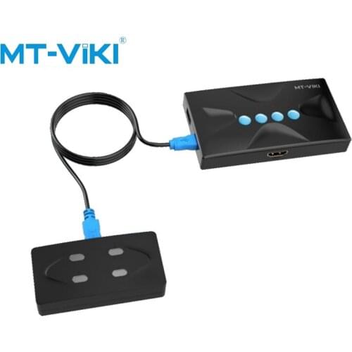 MT-VIKI 4 port hdmi kvm switch 4K@30hz 4 In 1 Out Multiple Computer USB Sharer with Controller 4 Ports with 4 Lines MT-HK04
