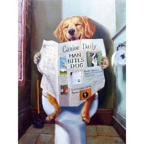 Animal Dog DIY 11CT Cross Stitch Embroidery Craft Needlework Set Cotton Thread Printed Canvas Home Decoration For Living Room