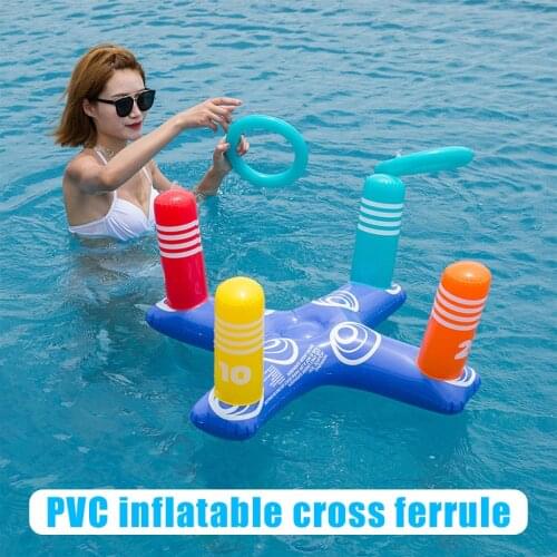 PVC Inflatable Cross Ring Toys Play Game with 4 Circles Water Float Playing Ring Swimming Pool AN88