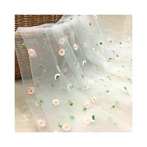 One meter High end gauze fabrics Three dimensional flower embroidery tissus Dress wedding dress custom fabric
