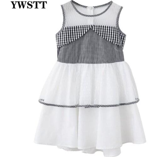 Girls Dresses 2020 Summer New Styles Big Children Fairy Dresses Fluffy Yarn Sleeveless Plaid Cake Dresses