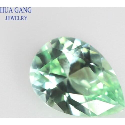 Size 2x3~10x14mm Pear Cut Green Stone Synthetic Corundum Gems Stone For Jewelry Wholesale Free Shipping