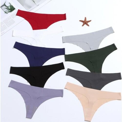 Ladies Sexy Super Elastic Plus Size Thong Underwear Black White Skin T Pants T-back