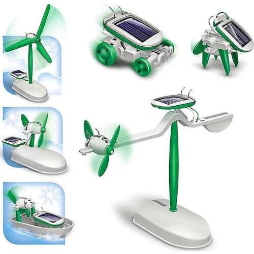 2019 Brand New 3D DIY Solar Powered 6 In 1Toy Kit Educational Robot Car Boat Dog Fan Plane Puppy Kids Gift Novelty Gag Toys