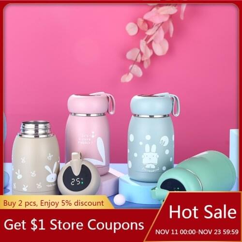 350ML Thermal Mug Intelligent Temperature Measurement Color Changing Vacuum Flask Lovely Pattern Thermo Cup Children Water Cup