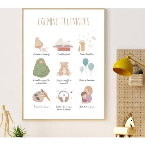 Calming Strategies Feelings Educational Poster Canvas Painting Emotions Chart Art Prints Homeschool Wall Picture Kids Room Decor