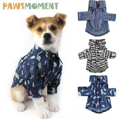 Spring Pet Dog Clothes for Small Dogs Clothing Letter Print Puppy Shirt Chihuahua Denim Coat Dog Accessories Pug Coat XS-2XL