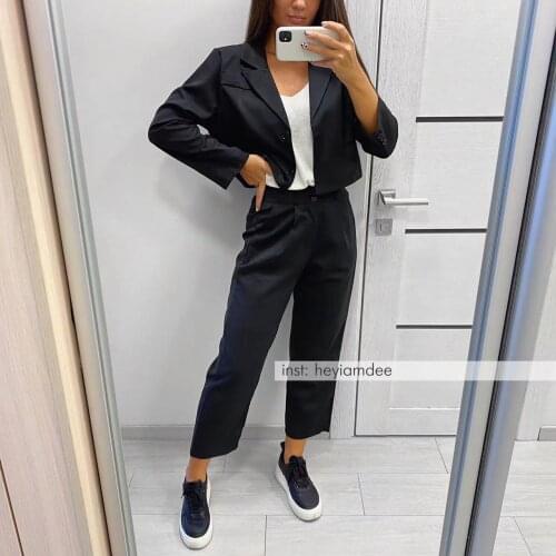 2021 Spring Autumn Women 2 Piece Set Womens Casual Blazers Loose Office Ladies Business Suit Female Fashion Blazer + Suits Pant