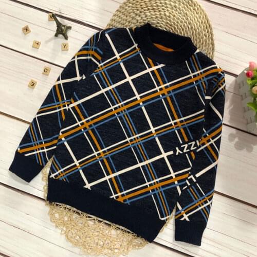 2021 Winter Childrens Clothes Boys Sweaters Causal Stand Collar Thicken Fleece Cotton Boy Knitted Sweaters For Boys Big Kids