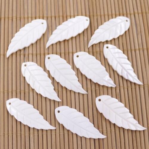 10 PCS 12X33mm Leaf Shape Shell Natural White Mother of Pearl Jewelry Making DIY