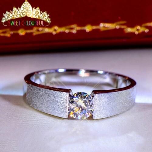 100% 18K 750Au Gold Moissanite Diamond man Ring D color VVS With national certificate MO-09