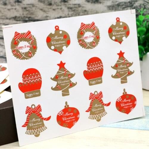 1200pcs/Lot New Merry Christmas Tree Kraft Label Sticker DIY Product For Gift Cake Baking Sealing Scrapbooking FREE SHIPPING