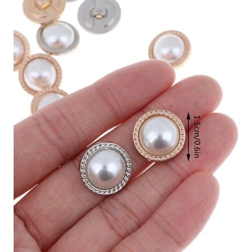 15mm 10Pcs Ivory Color Pearl Buttons Shank Plastic Back Clothing Accessories Fit Sewing Scrapbooking Garment DIY Decoration