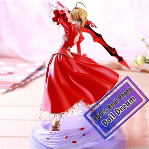 23CM Japanese Classic Anime Fate Stay Night Fate/EXTRA Ver. Red Saber PVC Action Figure Collection Model Toy