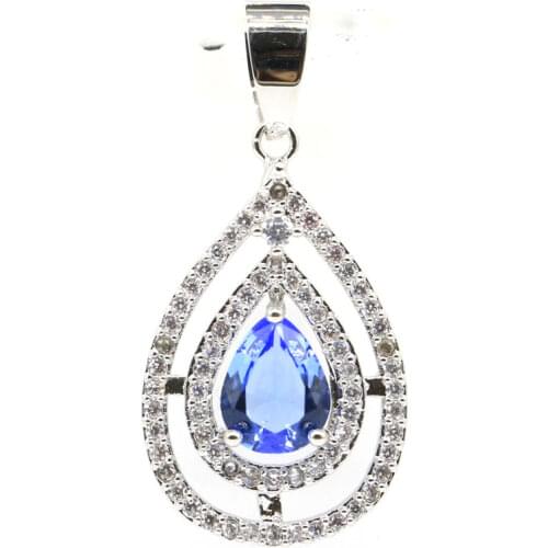 45x25mm SheCrown New Arrive 925 Sterling Silver Pendant Ladies Smoky Topaz CZ Party Girls Jewelry
