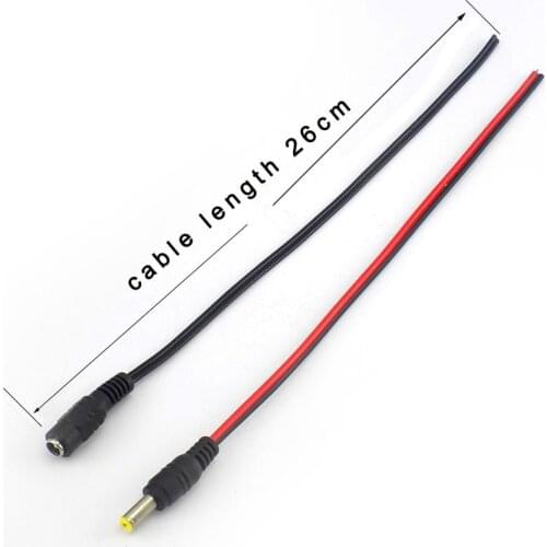 5pcs 5.5*2.1mm 5.5x2.1mm DC Jack Connectors Power Extension Cable 22AWG Female Male DC Plug CCTV Camera 5050 3528 LED Strip